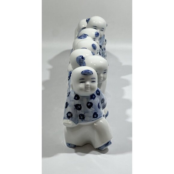 1998 Liu Qingyun Eagle and Chicks Game Blue and White China Sculpture - Picture 10 of 13